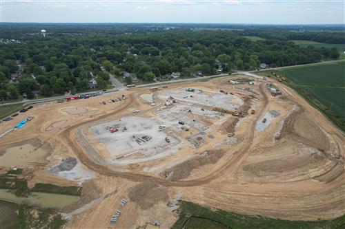 Aerial of generic construction taking place at PLSD